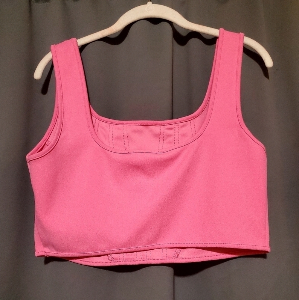 Pink Crop Top Tank Happily Grey Size Large - Picture 2 of 8